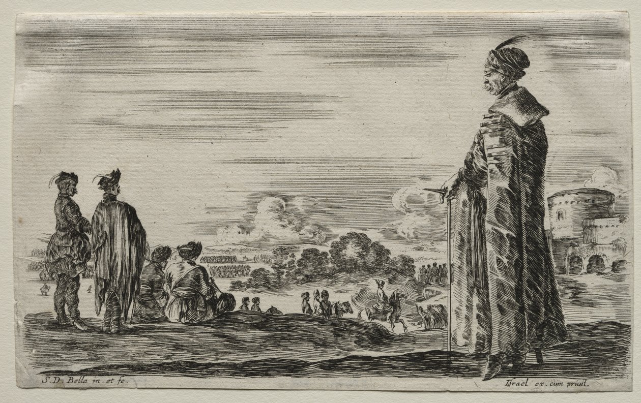 Verschillende figuren en landschappen: Een groep Poolse heren door Stefano della Bella
