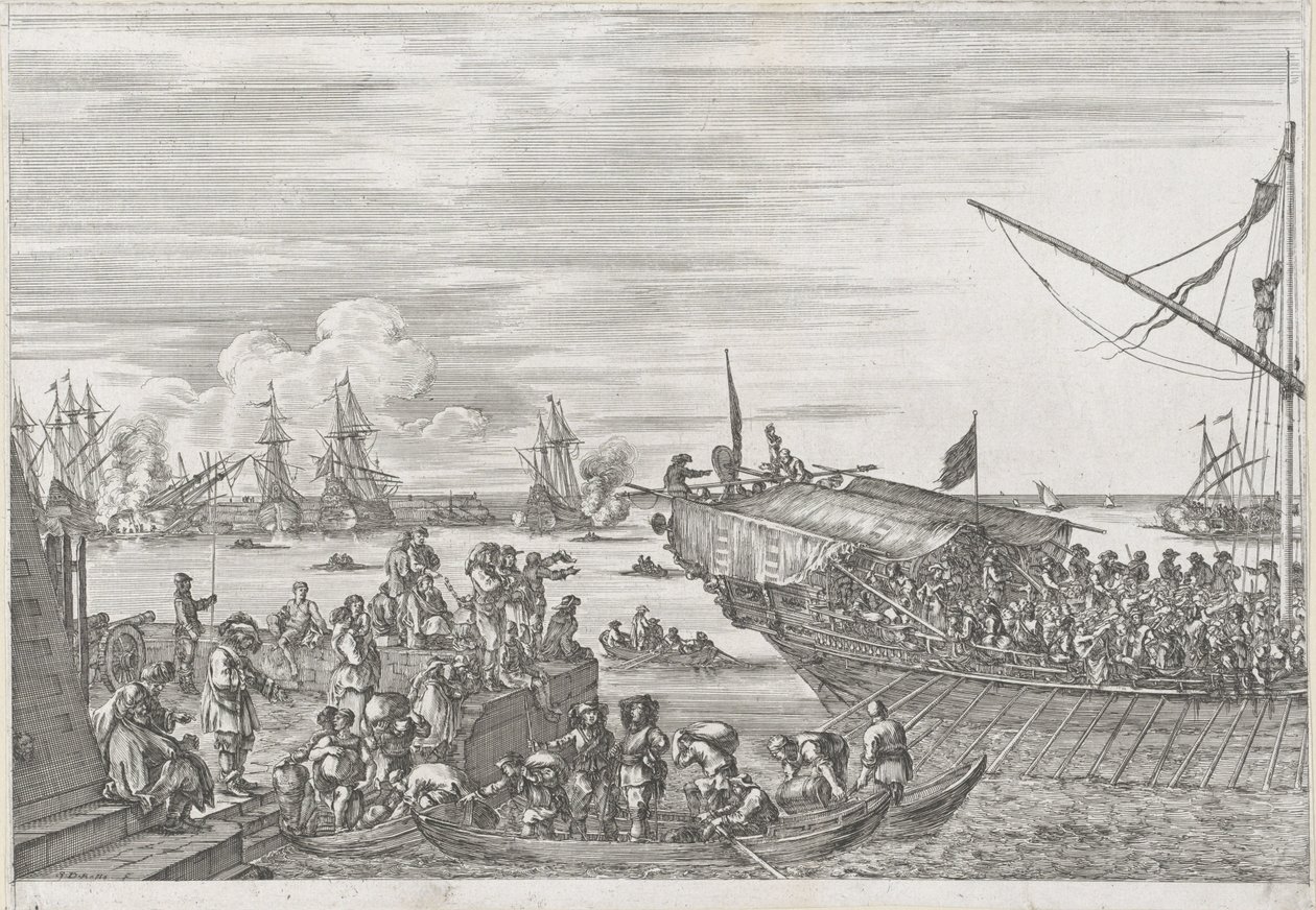 Vertrek van een galeischip in de haven van Livorno door Stefano della Bella
