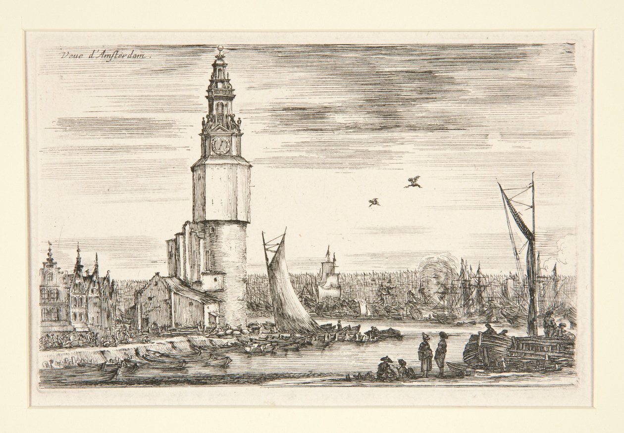 Gezicht op Amsterdam, uit de serie Gezichten op zeehavens door Stefano della Bella