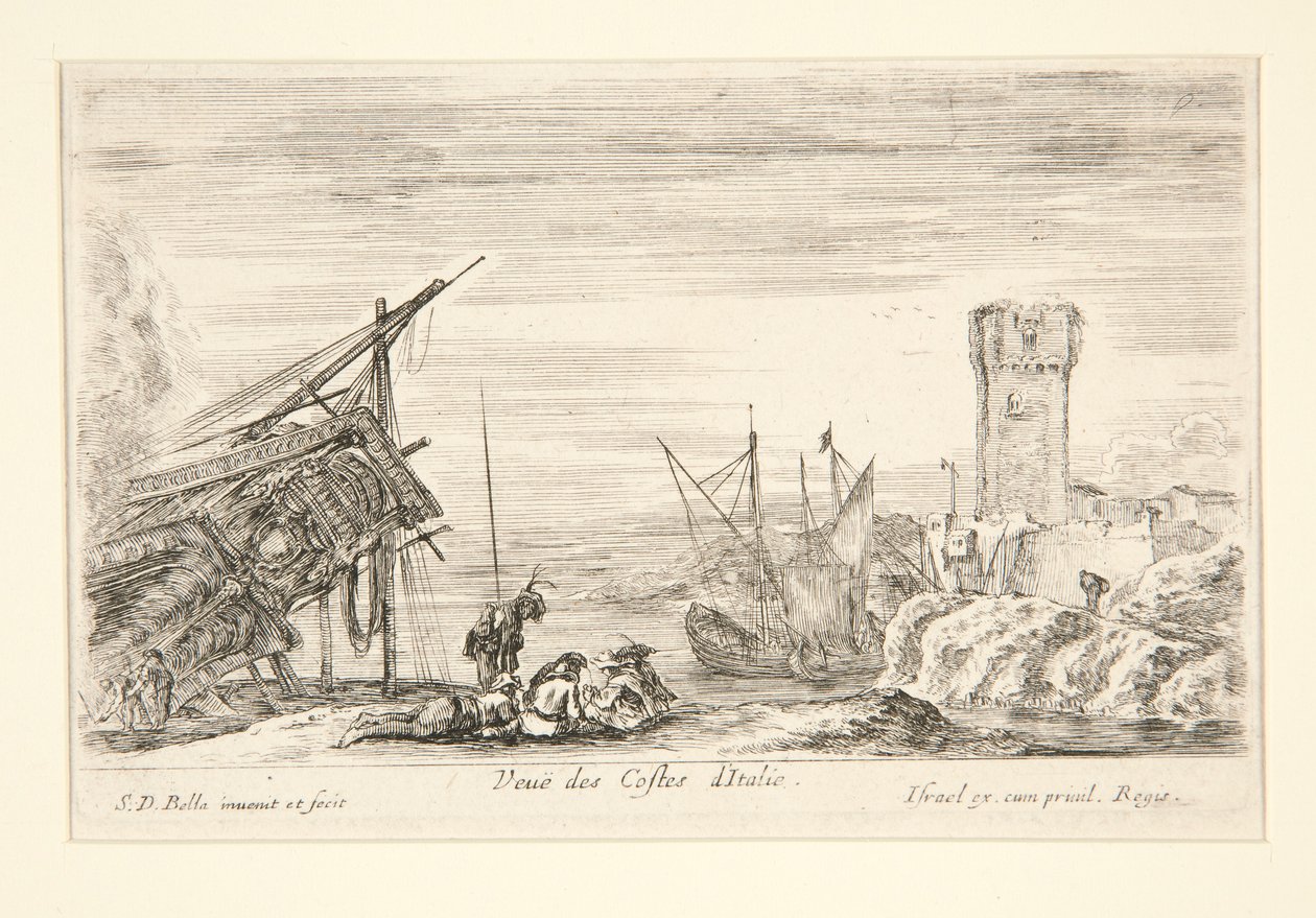 Uitzicht op de Kust van Italië ( door Stefano della Bella