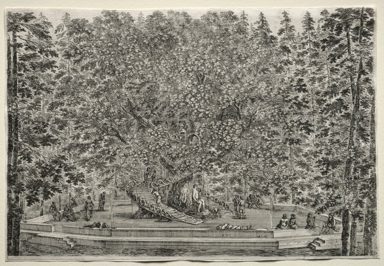 Zichten van de Villa van Pratolino: De bewoonde boom door Stefano della Bella