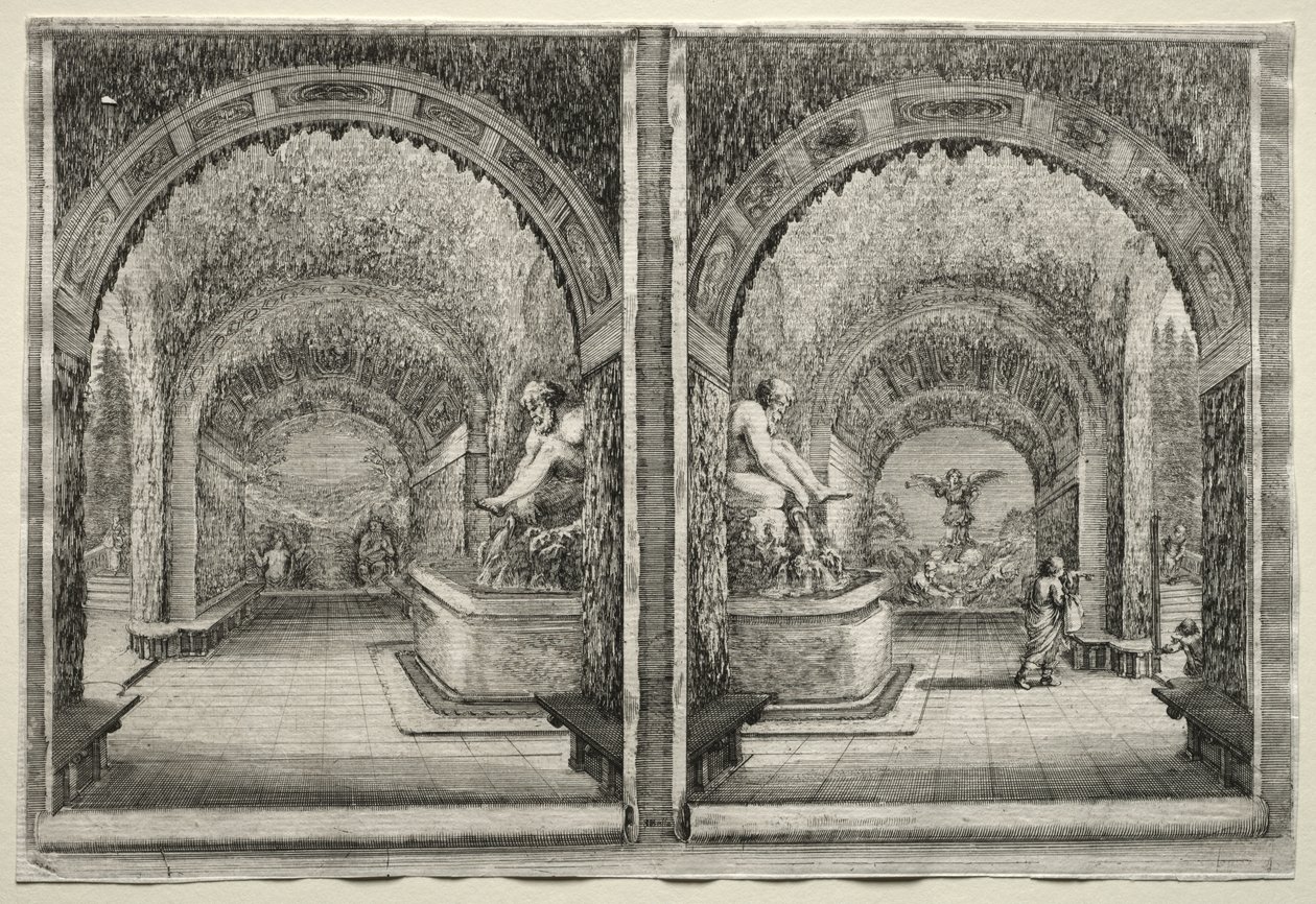 Gezichten van de Villa van Pratolino: Twee Gezichten van de Grot door Stefano della Bella