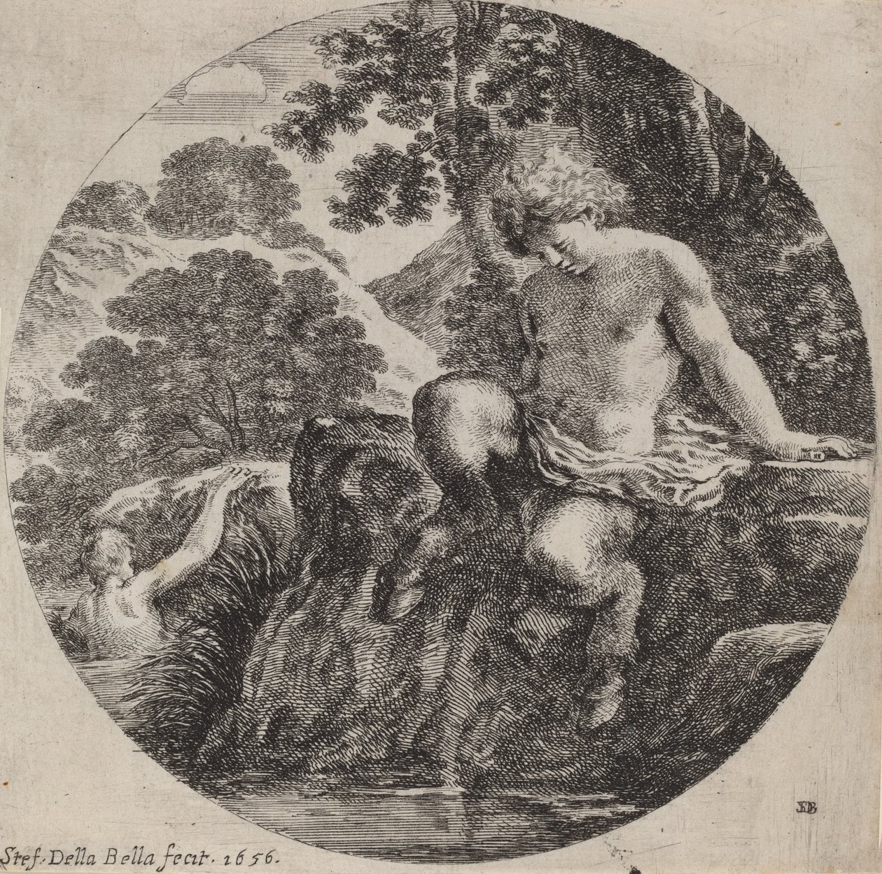 Jonge sater aan de oever van een stroom, 1656 door Stefano della Bella