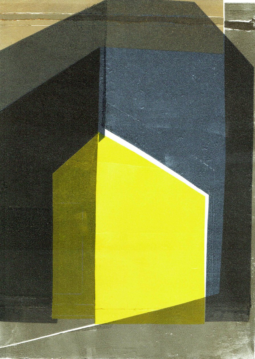 Oblique V, 2020, monoprint op papier door Stephen Dow