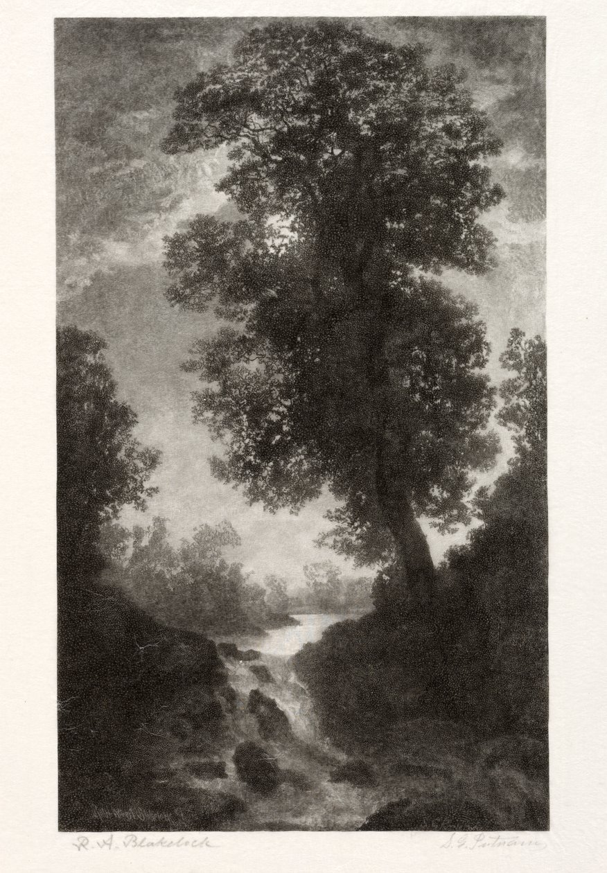 Een waterval bij maanlicht door Stephen Greeley Putnam