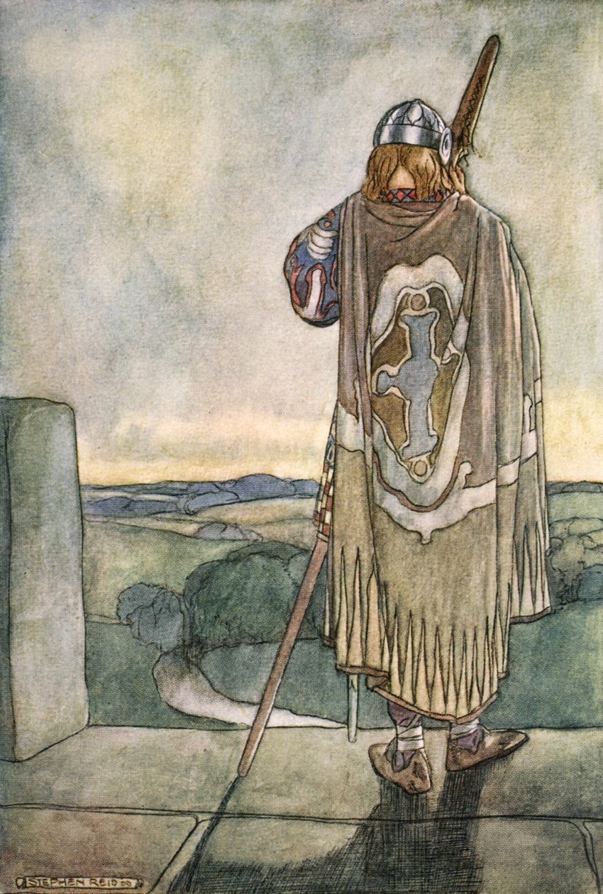 Finn hoorde in de verte de eerste tonen van de feeënharp, circa 1910 door Stephen Reid
