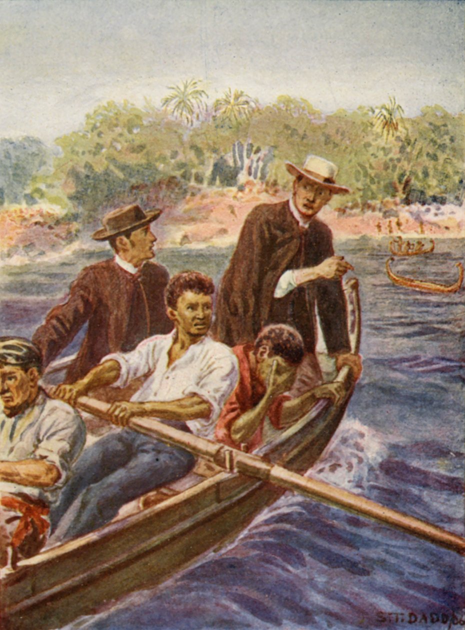 Illustratie van het leven van bisschop Patteson (kleurenlitho) door Stephen T. Dadd