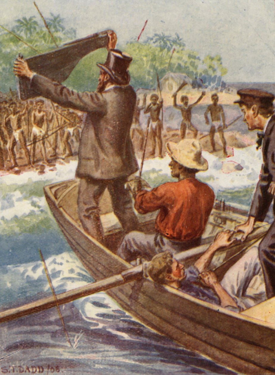 Illustratie van het leven van bisschop Patteson (kleurenlitho) door Stephen T. Dadd