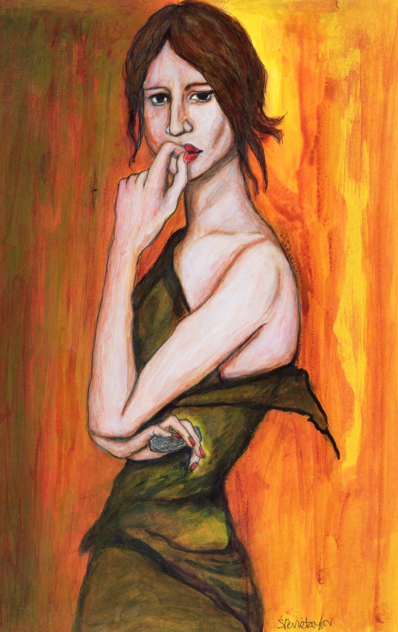 Groene jurk en mobiele telefoon, 2006 door Stevie Taylor