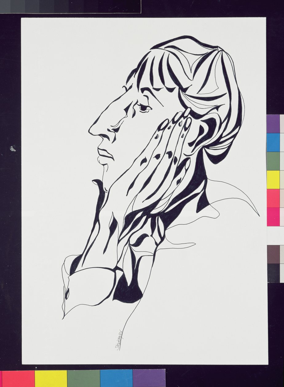 Portret van Aubrey Beardsley (1872-98) geïnspireerd door de foto van Frederick Evans (1853-1943) door Stevie Taylor