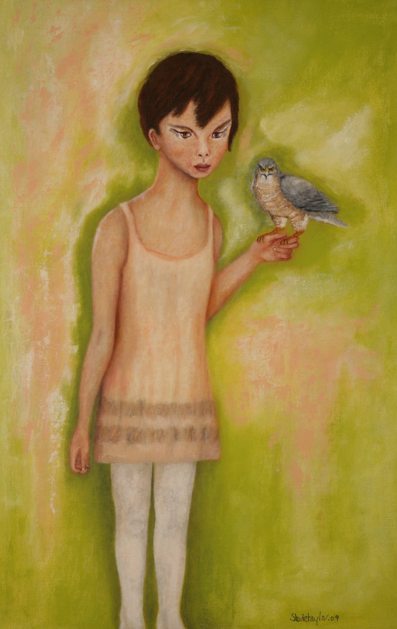 Vertrouwen-meisje met een sperwer, 2010 door Stevie Taylor