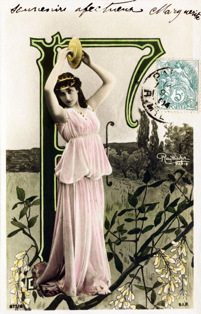 F: Mlle Beauregard, artiest uit de jaren 1900 - alfabet in ansichtkaart door Studio Reutlinger