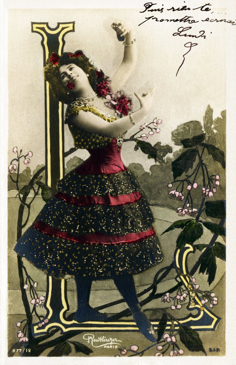 L: Luz Chavita, actrice en danseres uit de Belle Epoque - Opera Comique, Parijs - Alfabet in ansichtkaart door Studio Reutlinger