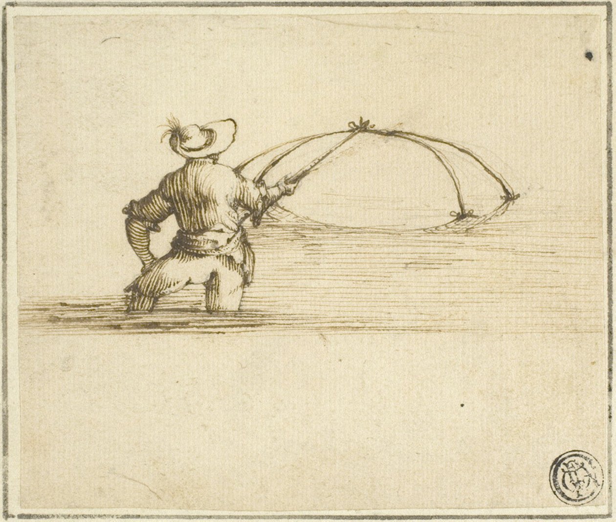 Visser met Net door Style of Jacques Callot