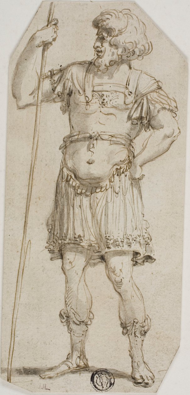 Staande Romeinse krijger met staf door Style of Raymond de Lafage