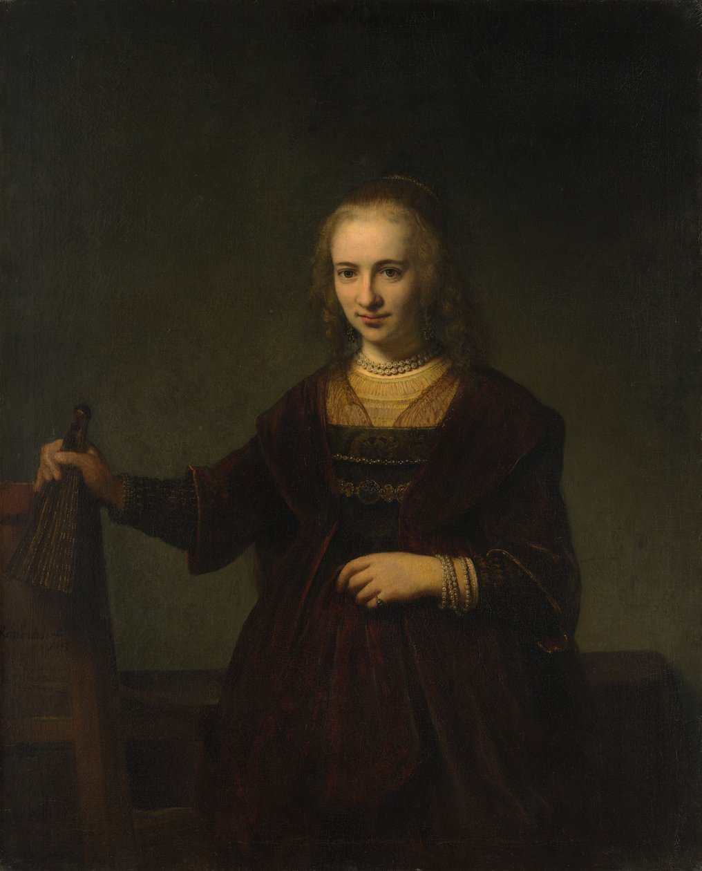 Portret van een vrouw door Style of Rembrandt