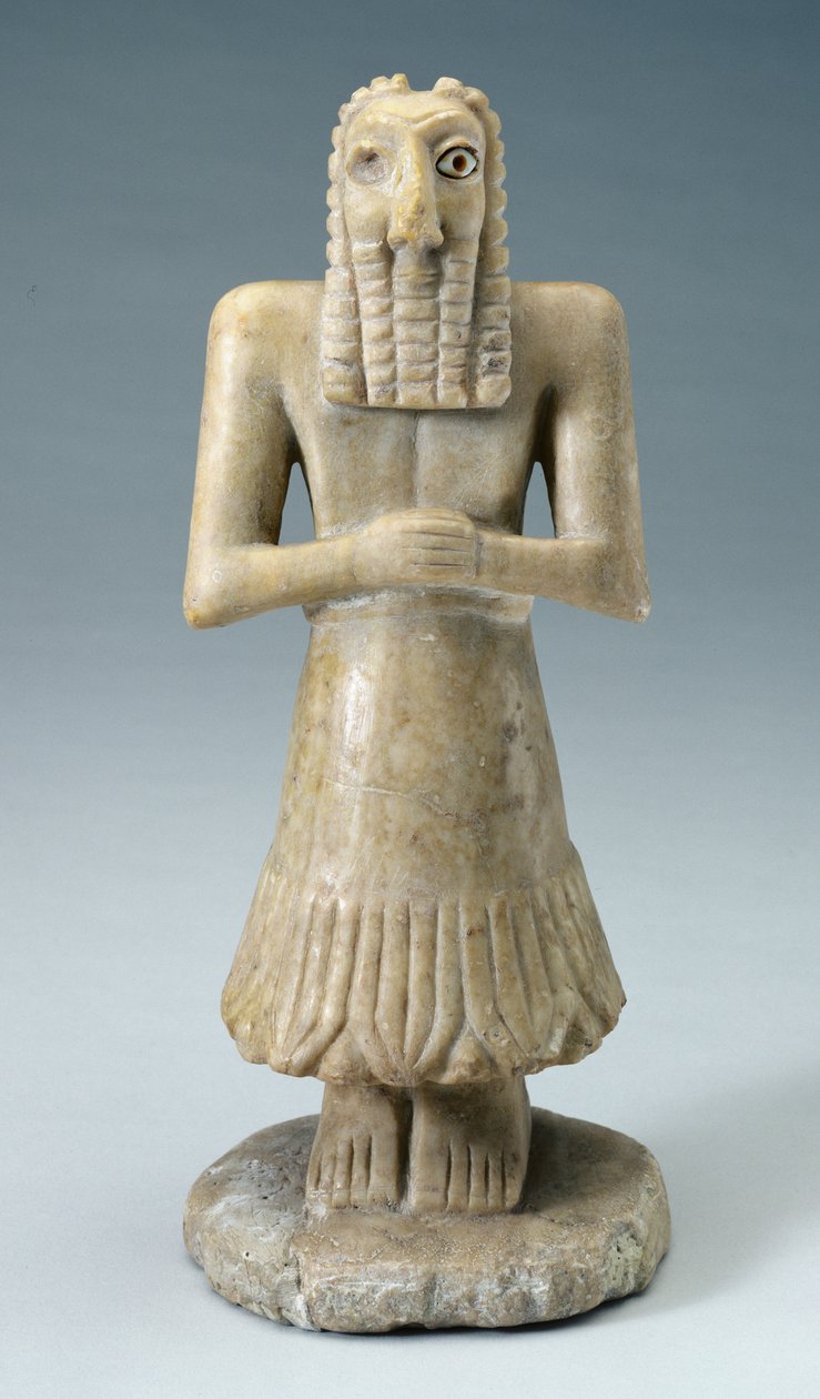 Beeldje van een man, ca. 3000-2500 v.Chr. (gips en schelp) door Sumerian