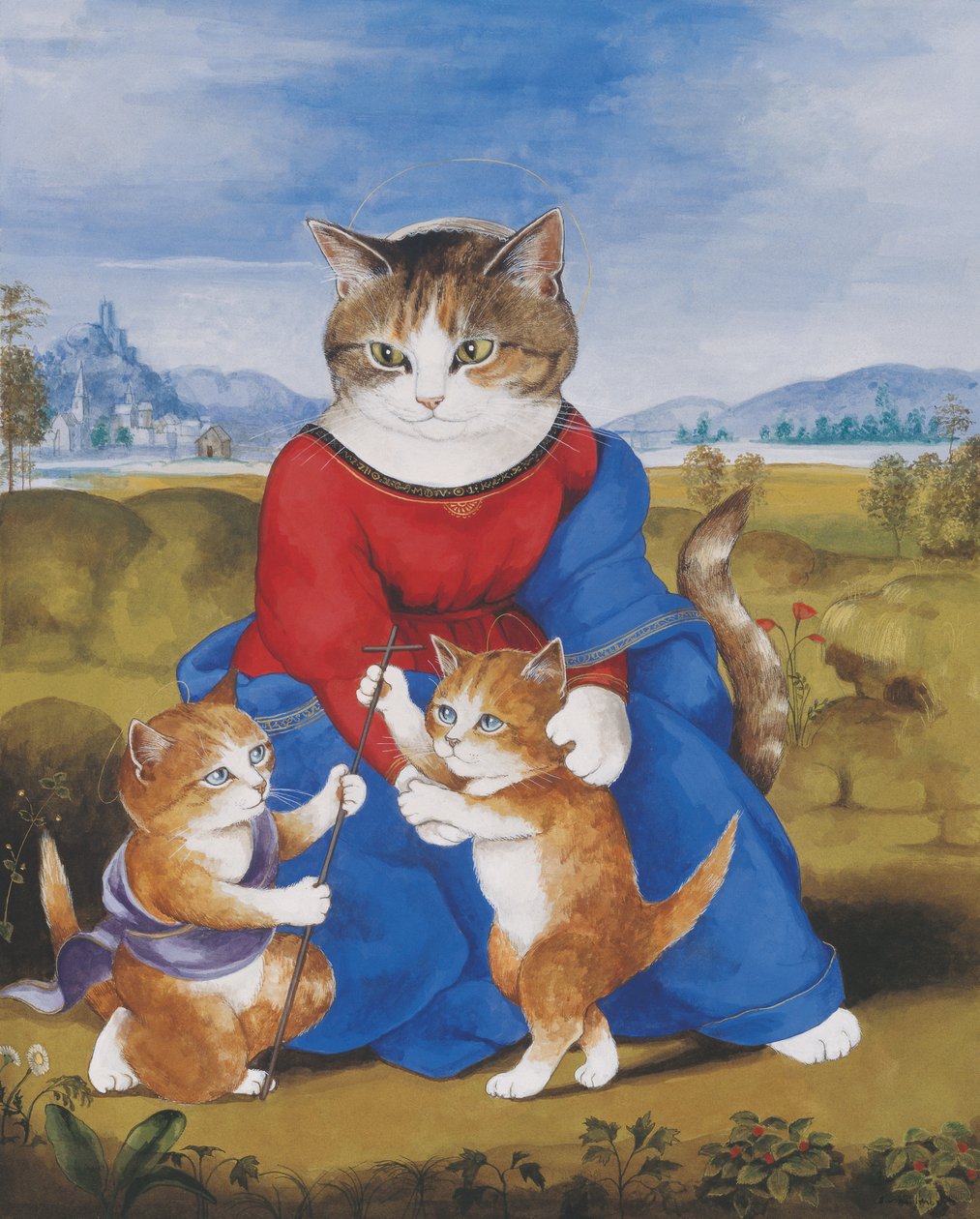 Illustratie uit Cats Galore! A Compendium of Cultured Cats (pub. 2015) door Susan Herbert