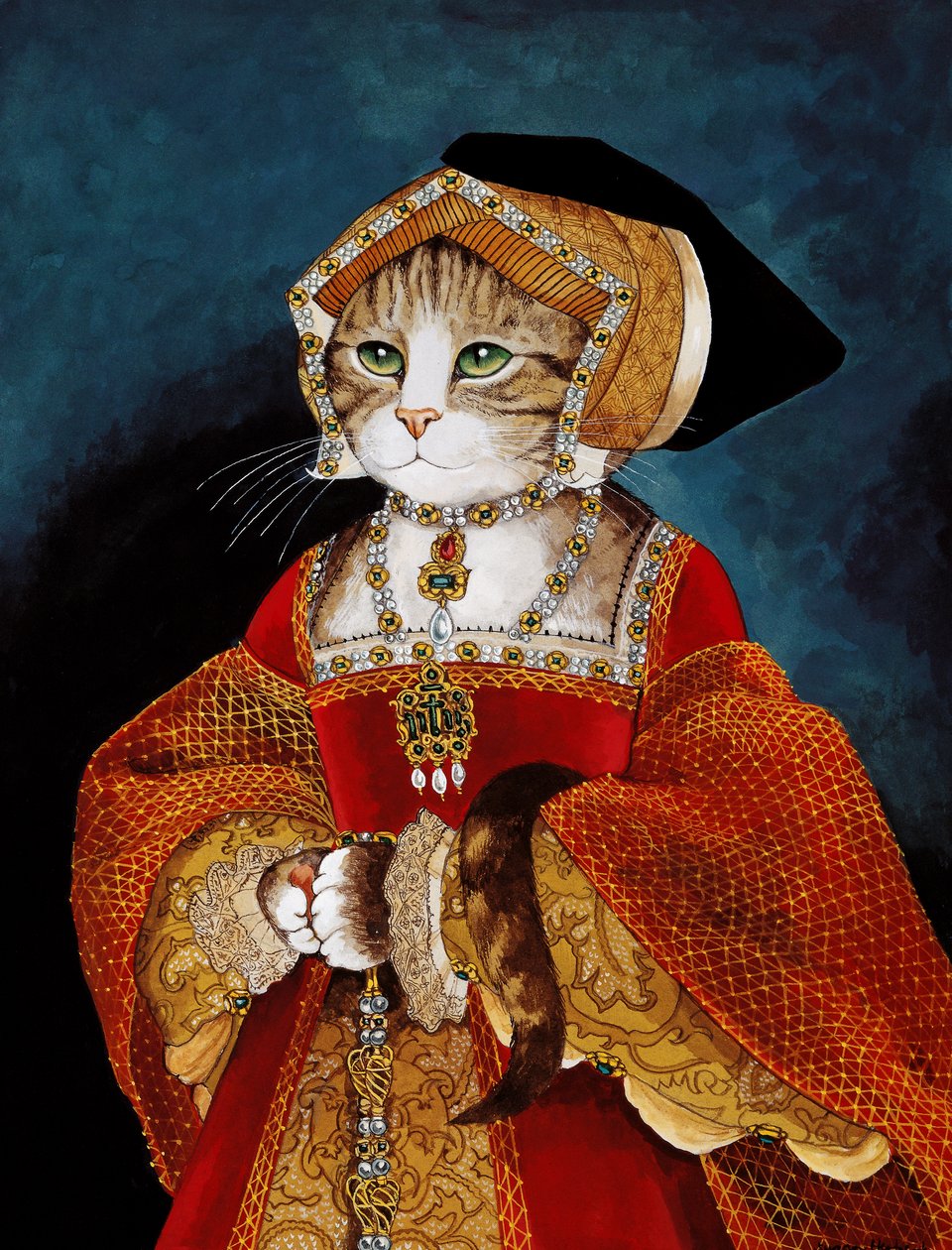 Illustratie uit Cats Galore! A Compendium of Cultured Cats (pub. 2015) door Susan Herbert