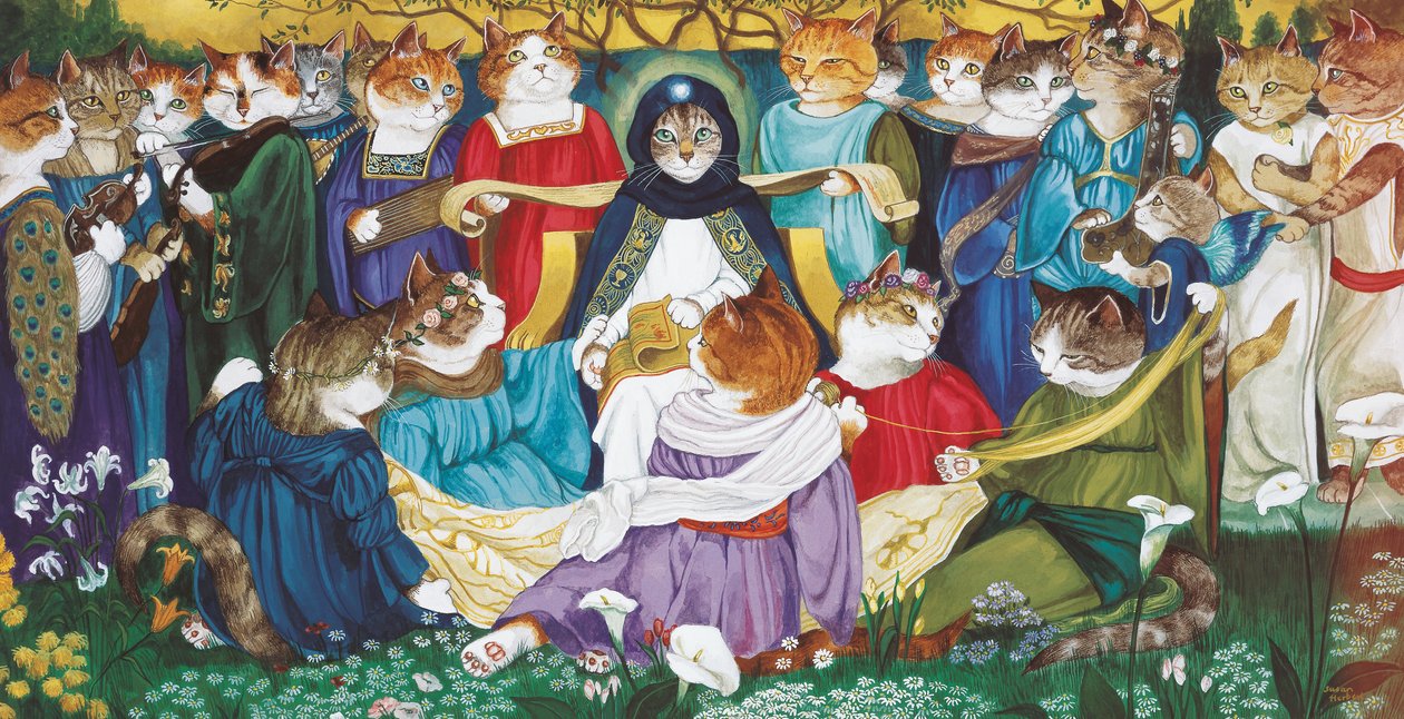 Illustratie uit Cats Galore! A Compendium of Cultured Cats (pub. 2015) door Susan Herbert