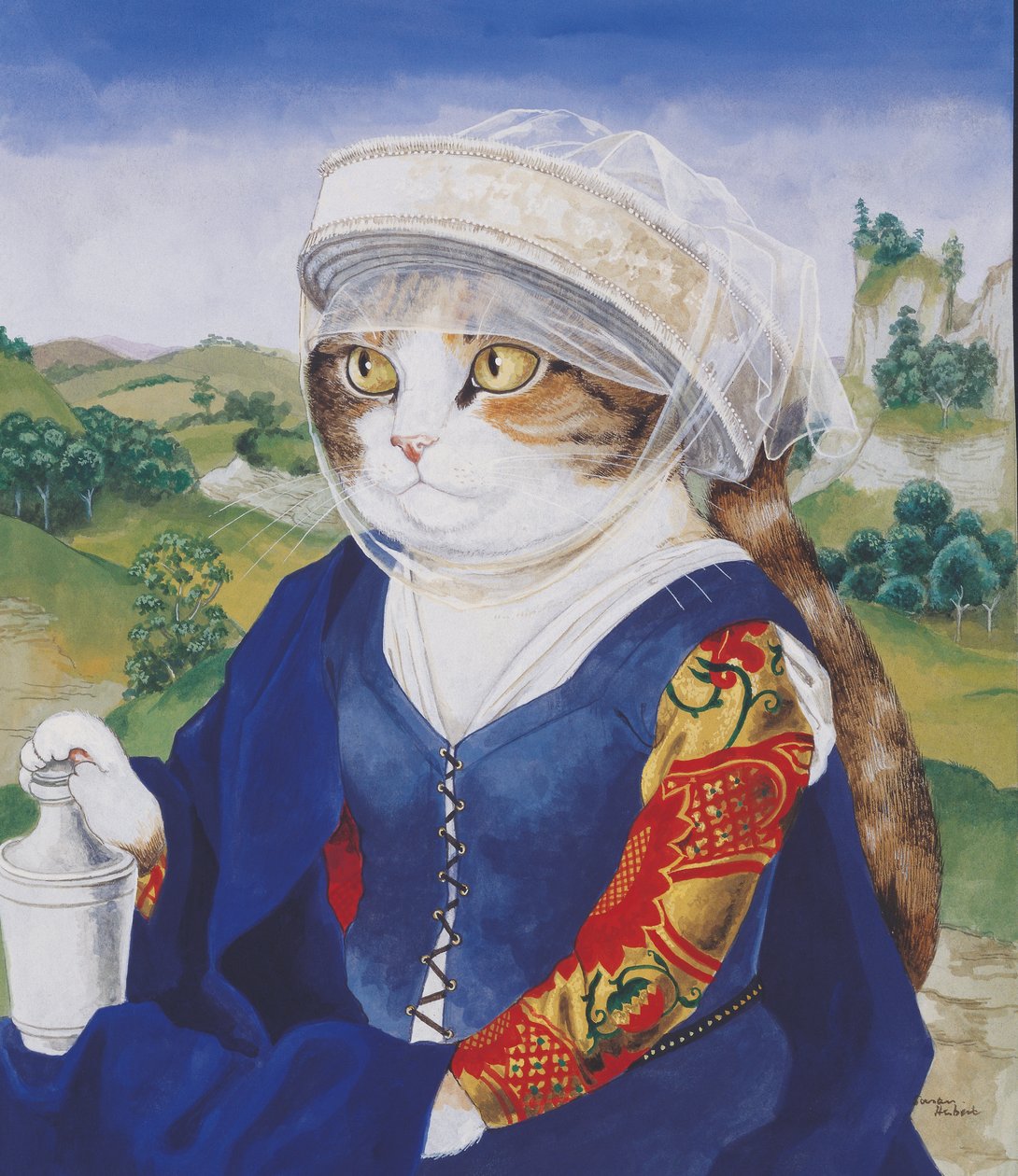Illustratie uit Cats Galore! A Compendium of Cultured Cats (pub. 2015) door Susan Herbert