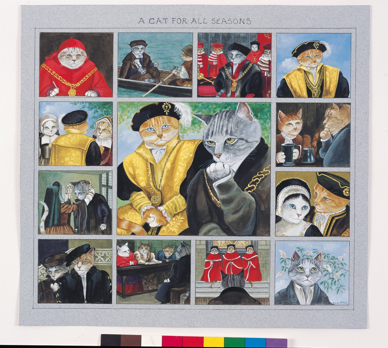 Illustratie uit Cats Galore! A Compendium of Cultured Cats (pub. 2015) door Susan Herbert