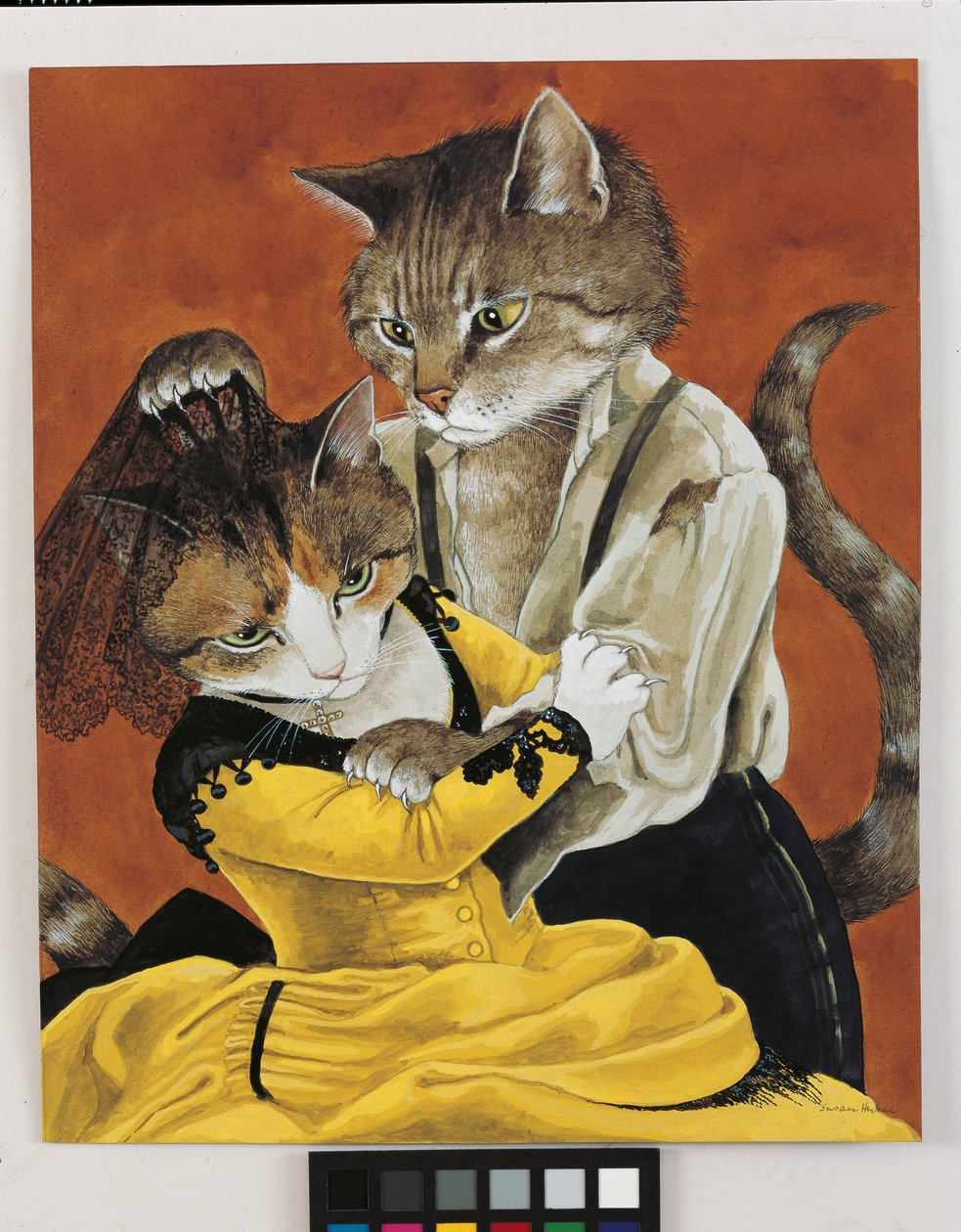 Illustratie uit Cats Galore! A Compendium of Cultured Cats (pub. 2015) door Susan Herbert