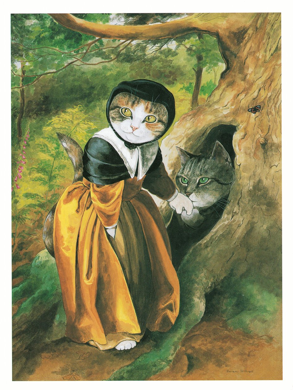 Illustratie uit Pre-Raphaelite Cats (pub. 1999) door Susan Herbert