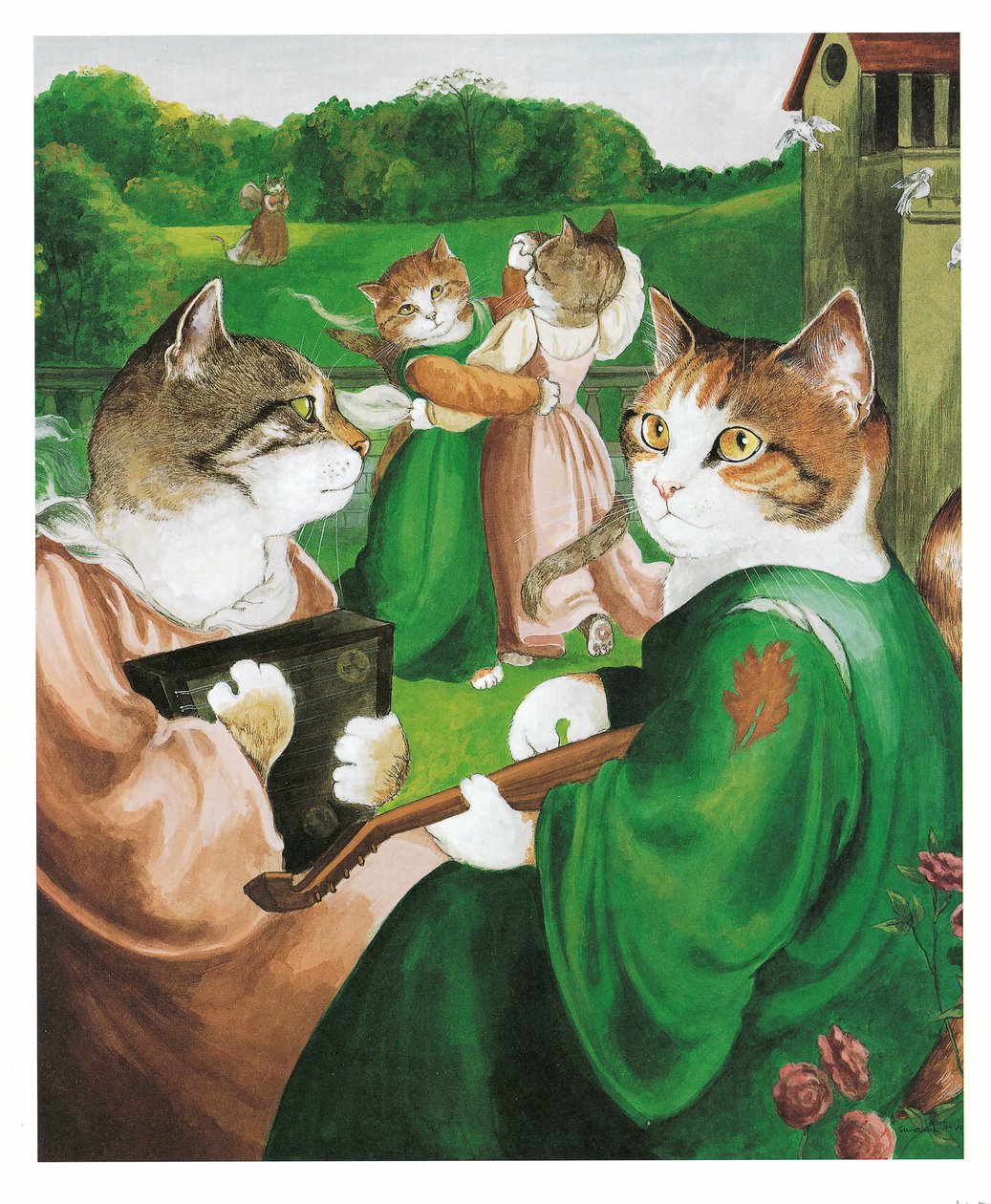 Illustratie uit Pre-Raphaelite Cats (pub. 1999) door Susan Herbert