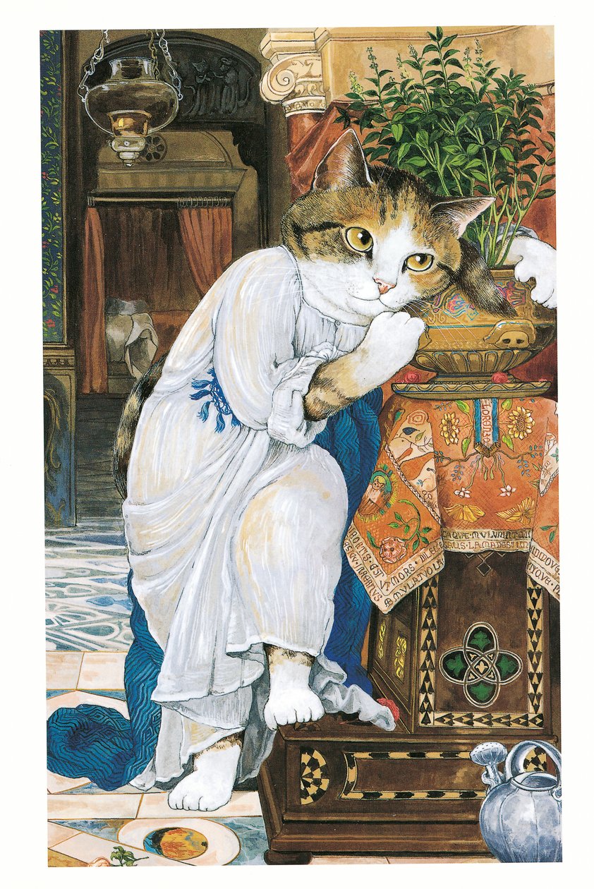 Illustratie uit Pre-Raphaelite Cats (pub. 1999) door Susan Herbert