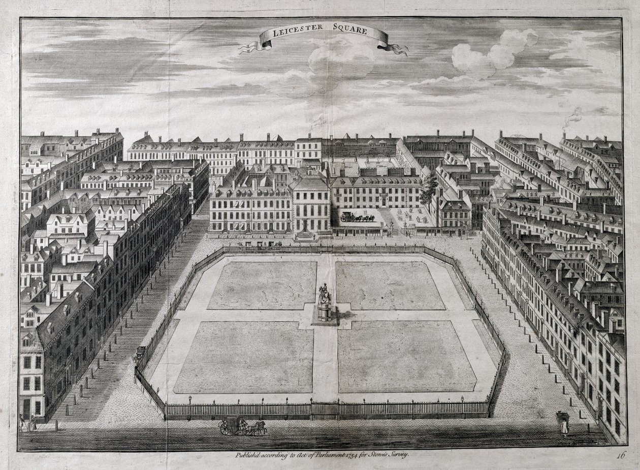 Luchtfoto van Leicester Square, 1754 door Sutton Nicholls