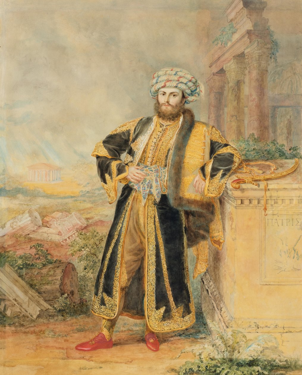 Portret van prins Alexandros Mavrokordato door Suzanne Elisabeth Eynard