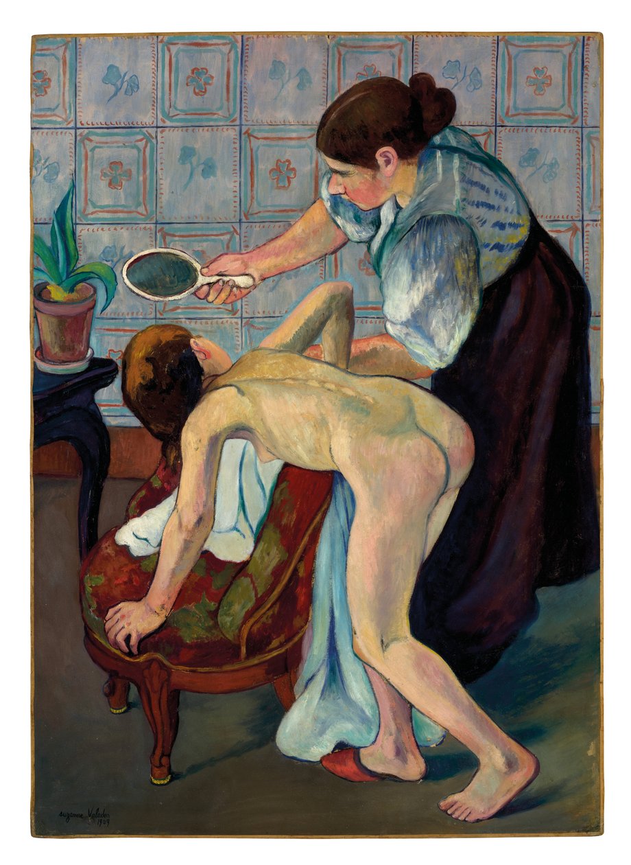 Het kleine meisje bij de spiegel door Suzanne Valadon