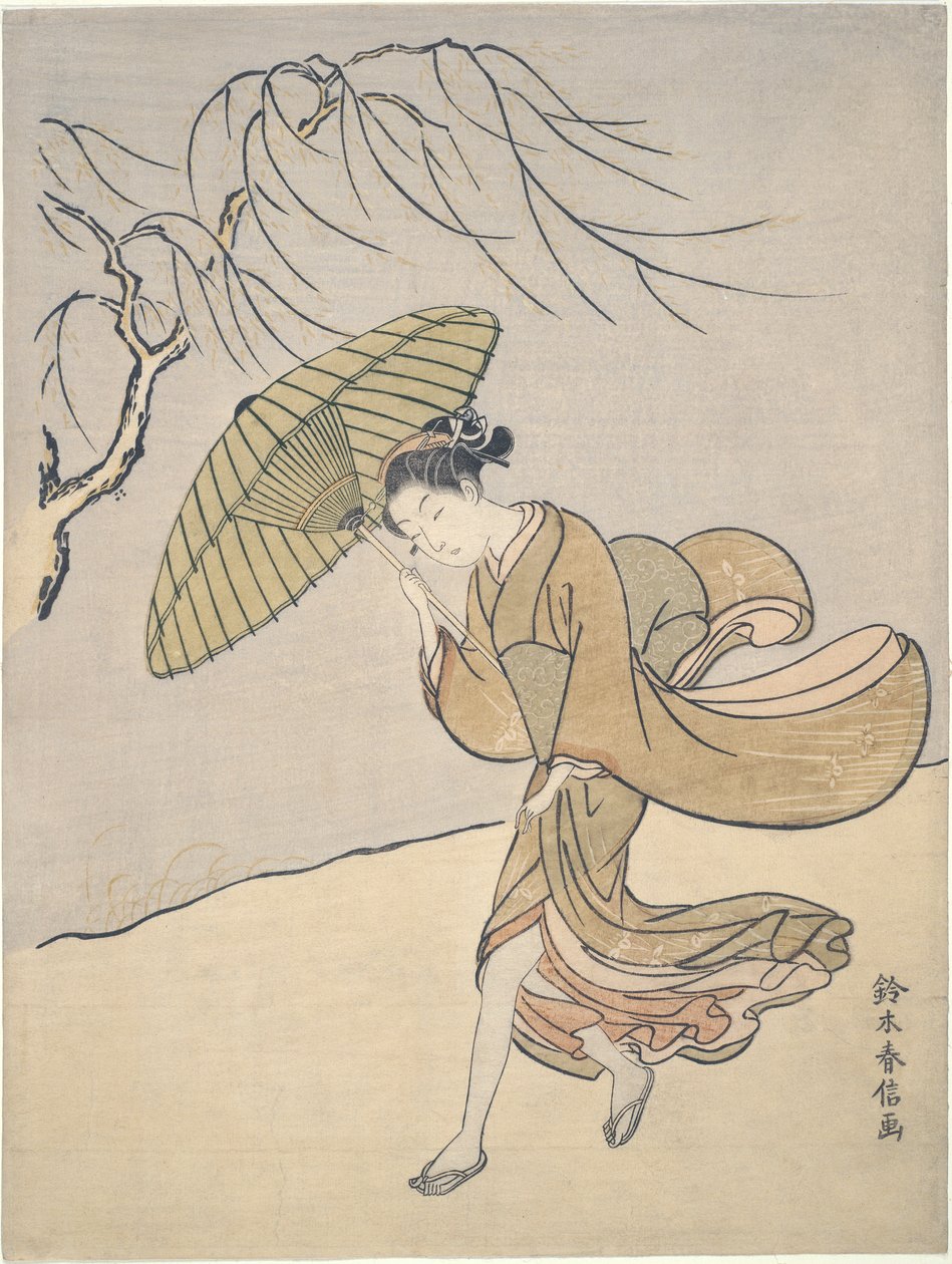 Een winderige zomerdag door Suzuki Harunobu