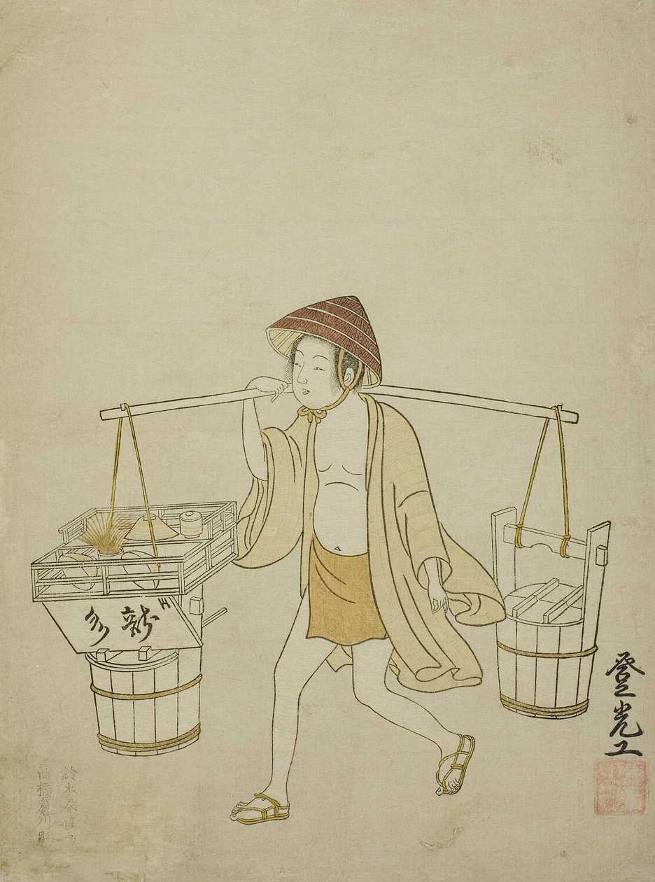 Een Waterverkoper, 1765 door Suzuki Harunobu