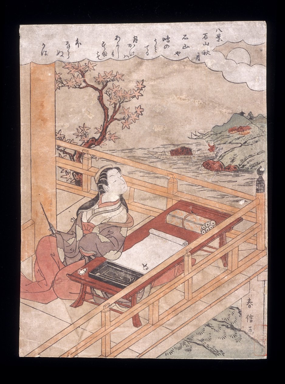 Herfstmaan bij de tempel Ishiyamadera door Suzuki Harunobu