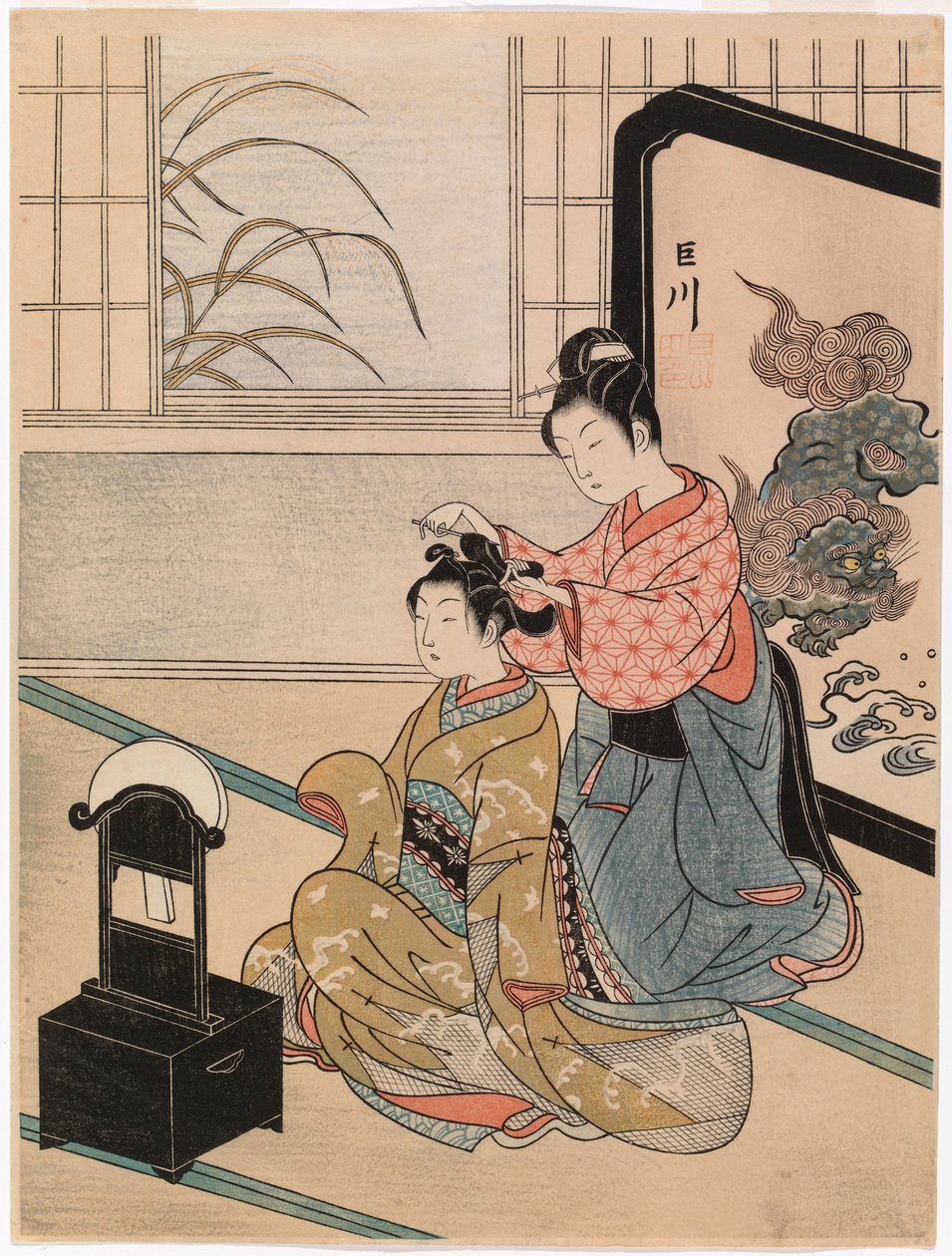 Herfstmaan in de spiegel door Suzuki Harunobu
