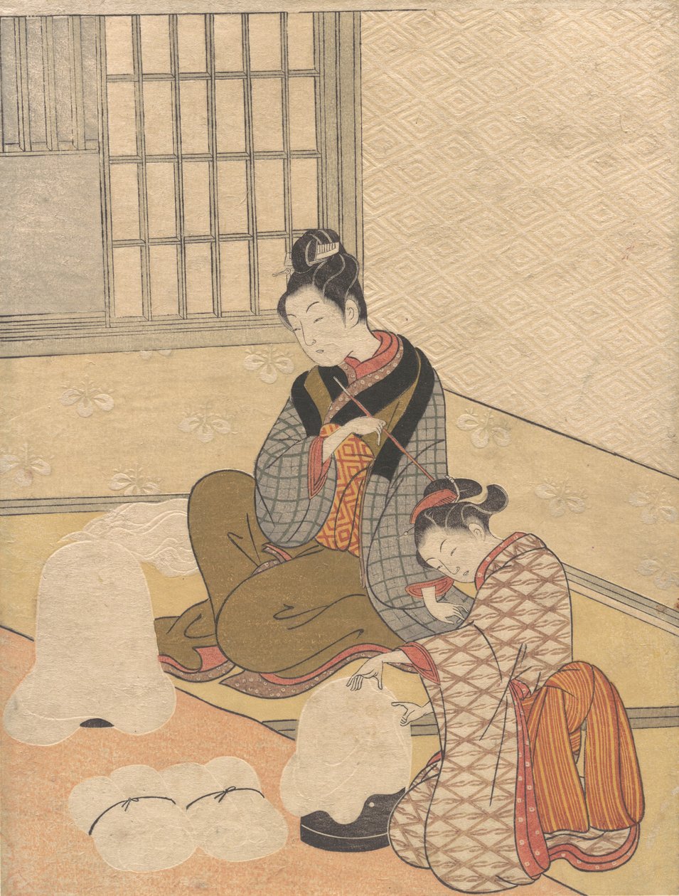 Avondsneeuw op de Nurioke, uit de serie Acht Salon Zichten, ca. 1766 door Suzuki Harunobu