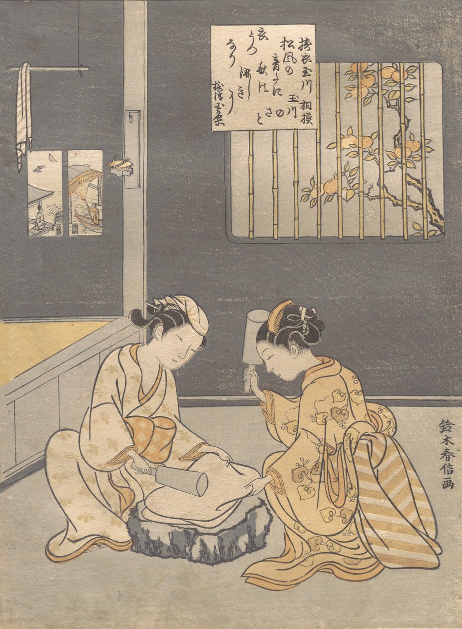 Volledige doek bij de Juweelrivier Kinuta no Tamagawa, ca. 1768 door Suzuki Harunobu
