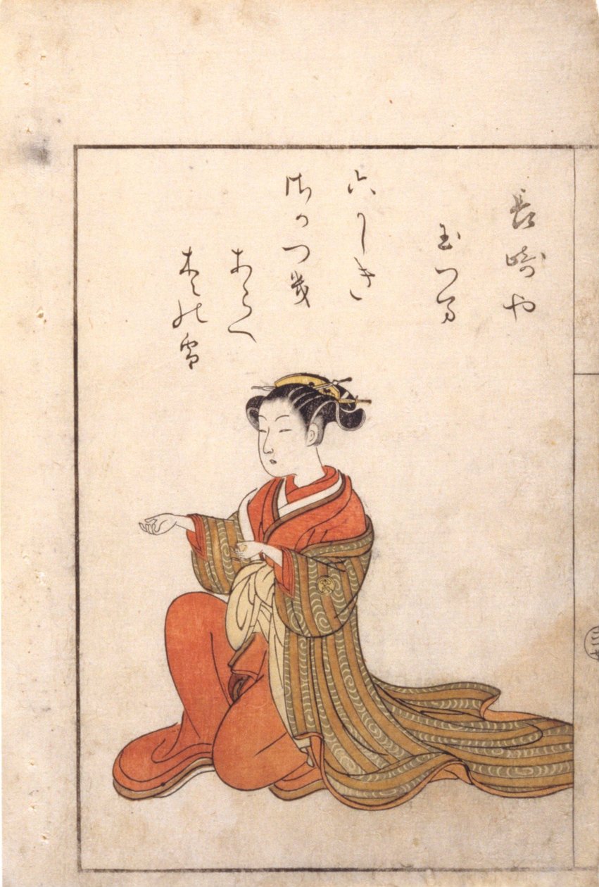 Knielende vrouw door Suzuki Harunobu