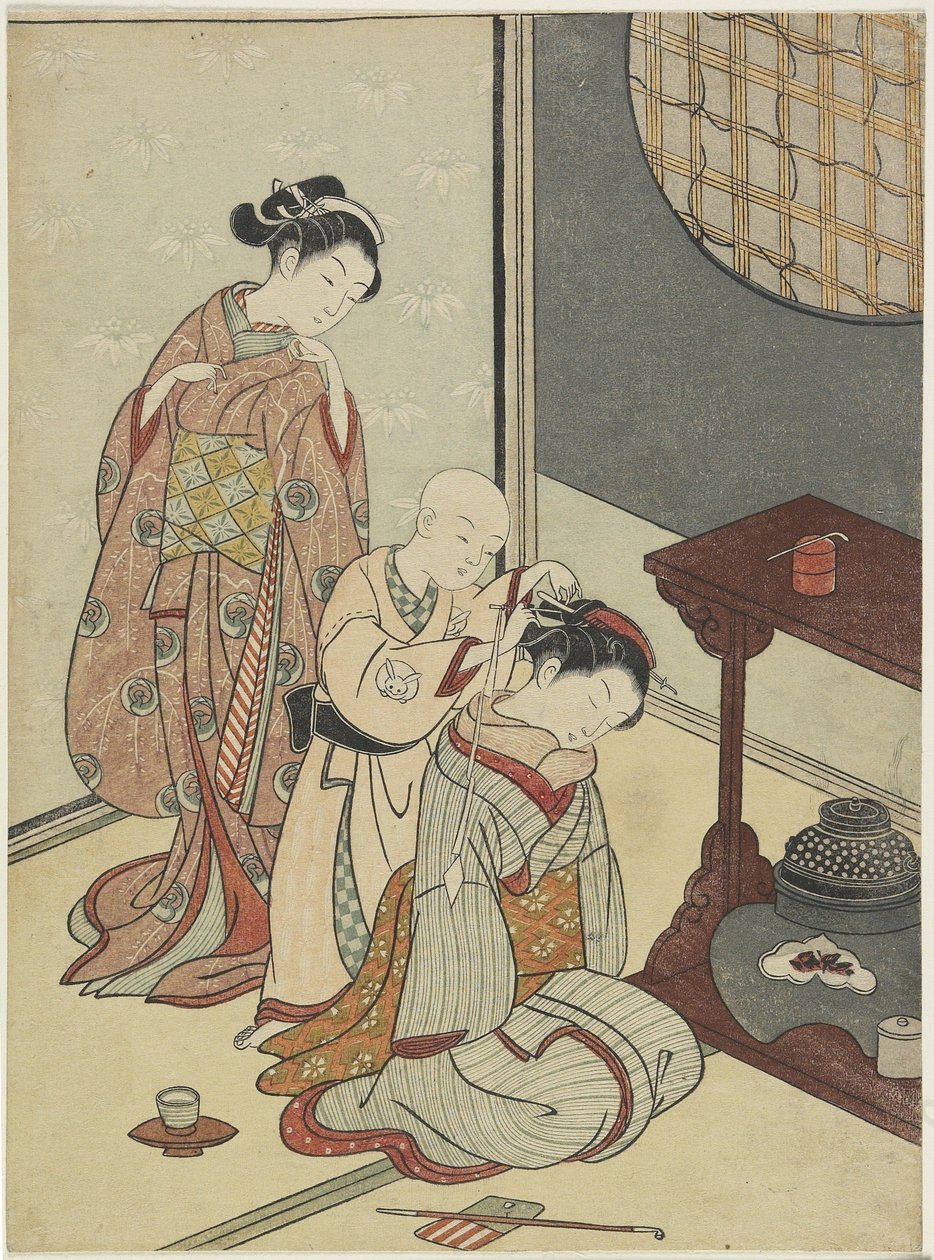 Nachtregen op de Theestand, na 1766 door Suzuki Harunobu