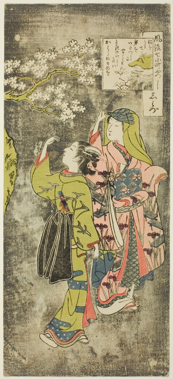 Ono no Komachi bij de Waterval (Shimizu), uit de serie De Zeven Modieuze Aspecten van Komachi (Furyu yatsushi nana Komachi) door Suzuki Harunobu