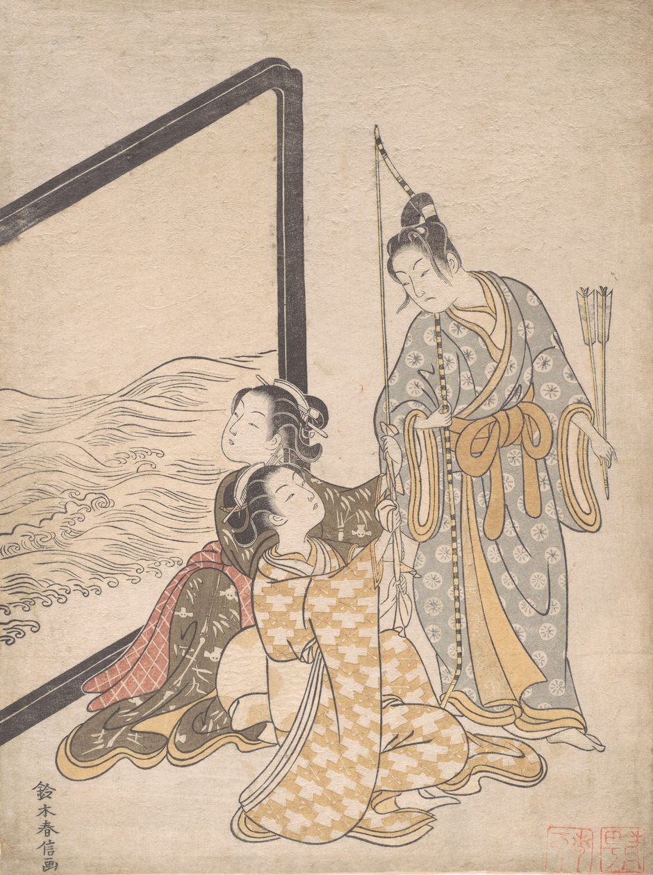 Parodie op Minamoto no Tametomo, 1765 door Suzuki Harunobu