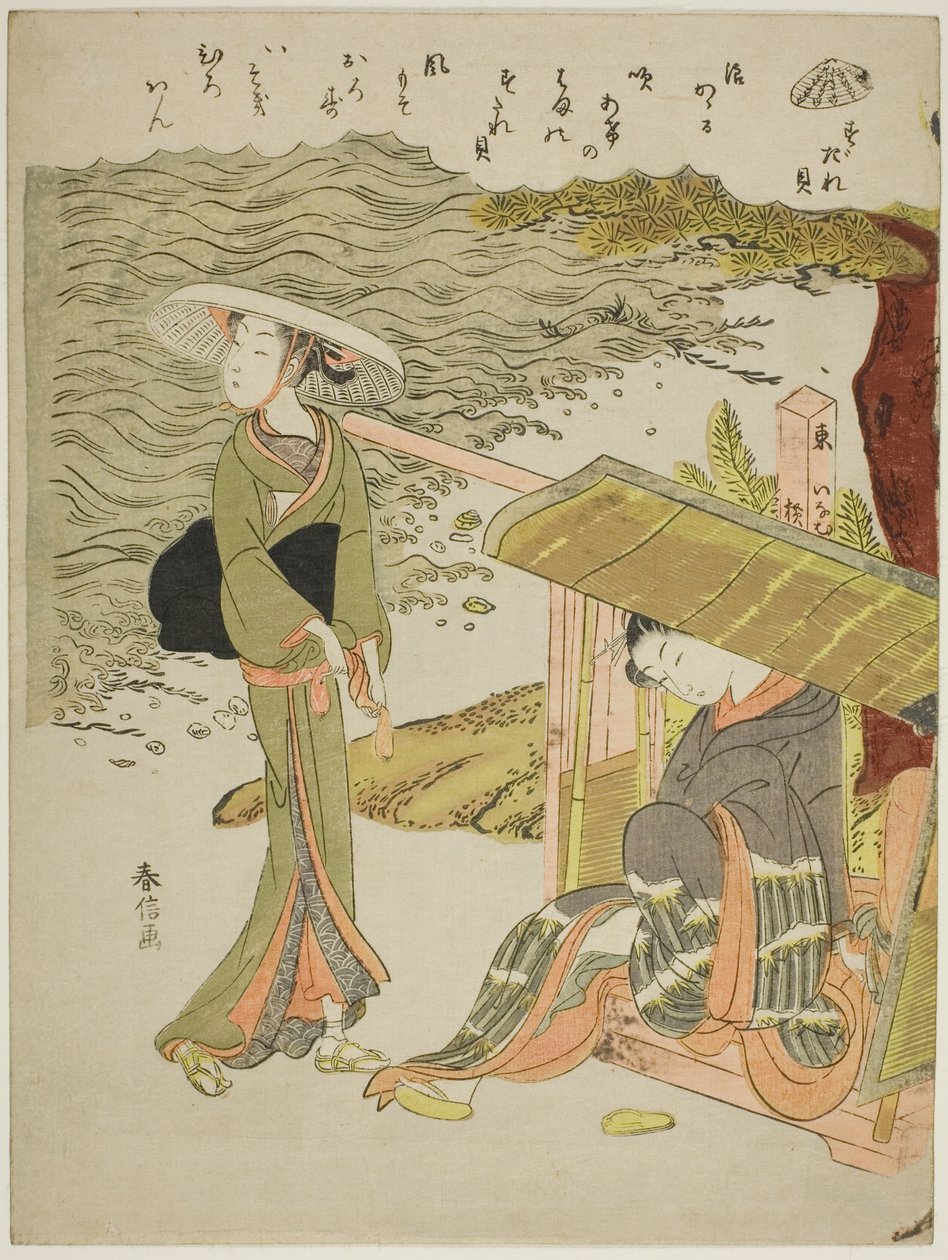 De Bamboe-Blind Schelp (Sudaregai), uit een ongetitelde serie schelpen door Suzuki Harunobu