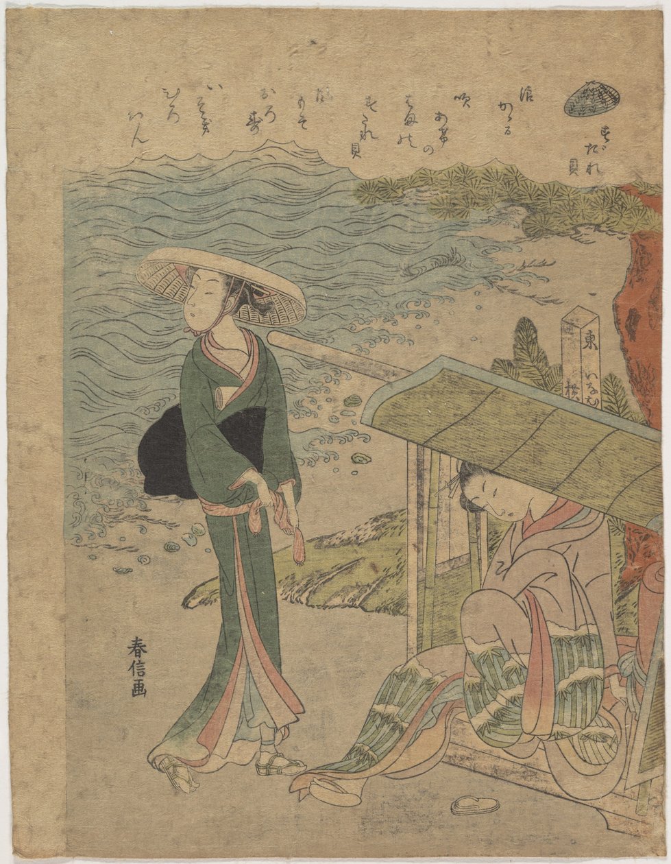 De gordijnschelp door Suzuki Harunobu
