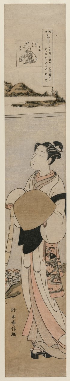 De priester Kukai bij de Tama-rivier op de berg Koya (uit de serie De zes Tama-rivieren in het dagelijks leven) door Suzuki Harunobu