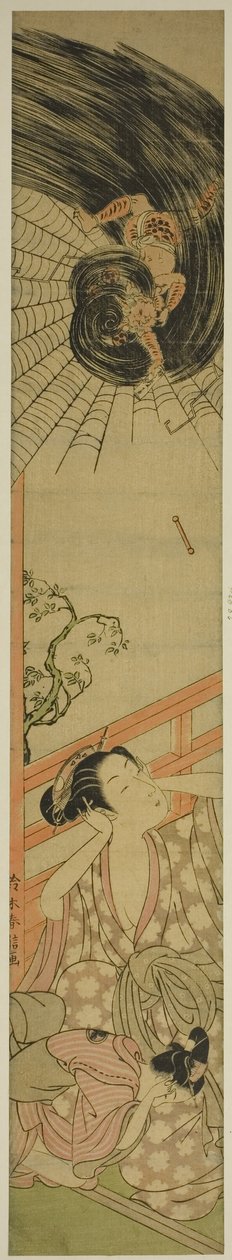 De Getroffen Dondergod die een Liefdesbrief aan een Courtisane Bezorgt door Suzuki Harunobu