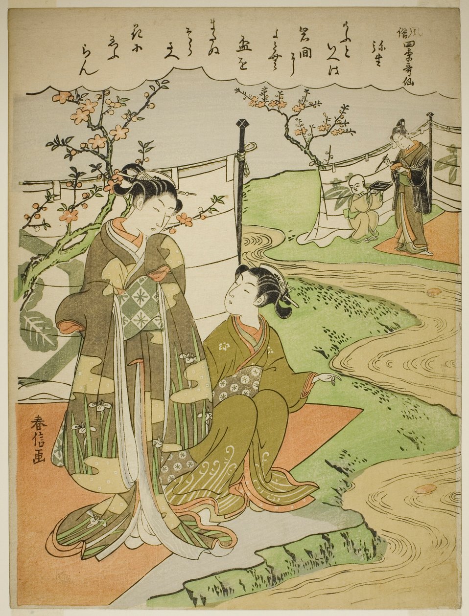De Derde Maand (Yayoi), uit de serie "Populaire Versies van Onsterfelijke Dichters in Vier Seizoenen (Fuzoku shiki kasen)" door Suzuki Harunobu