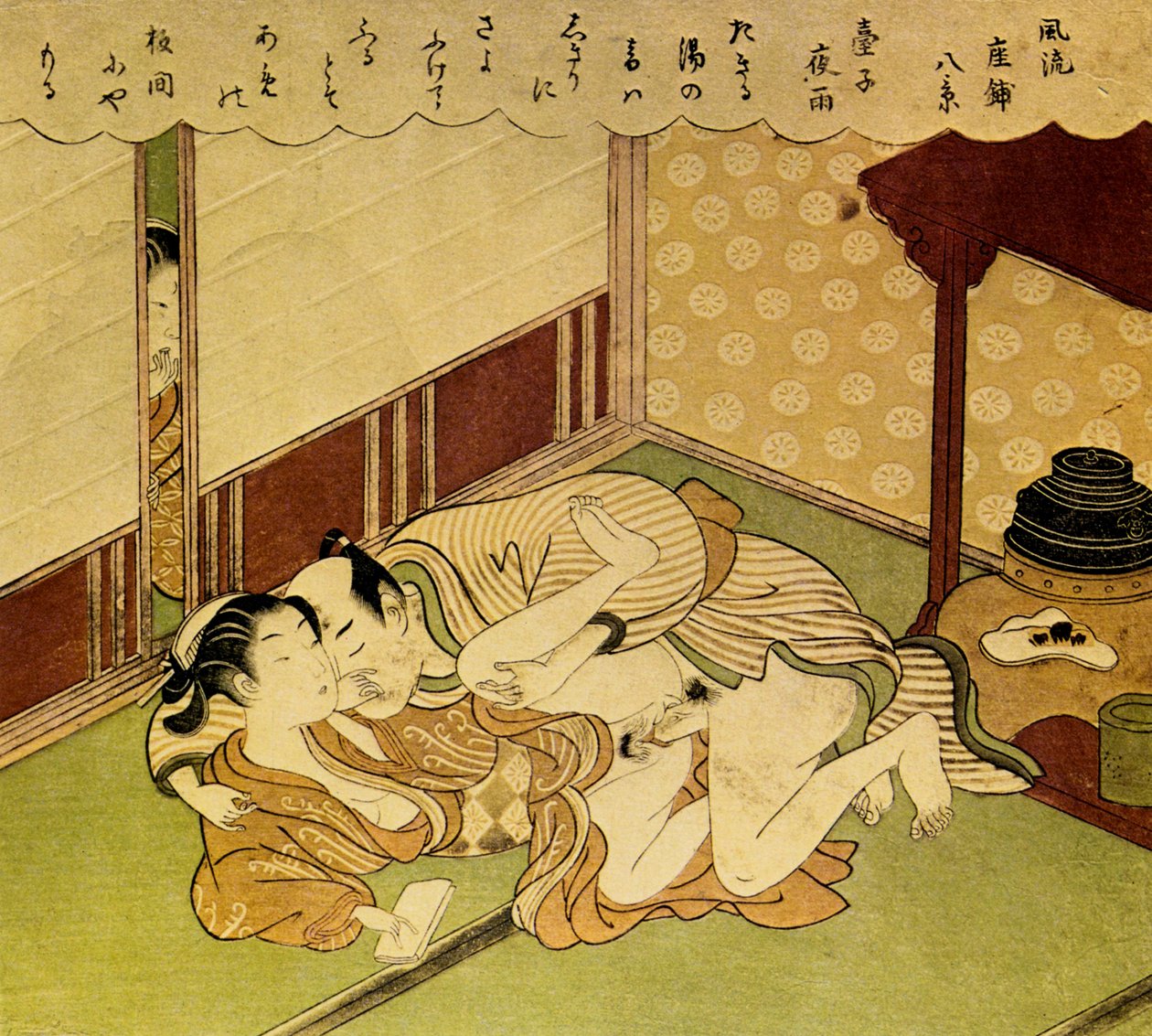 Twee geliefden Shunga - erotische houtsnede door Suzuki Harunobu