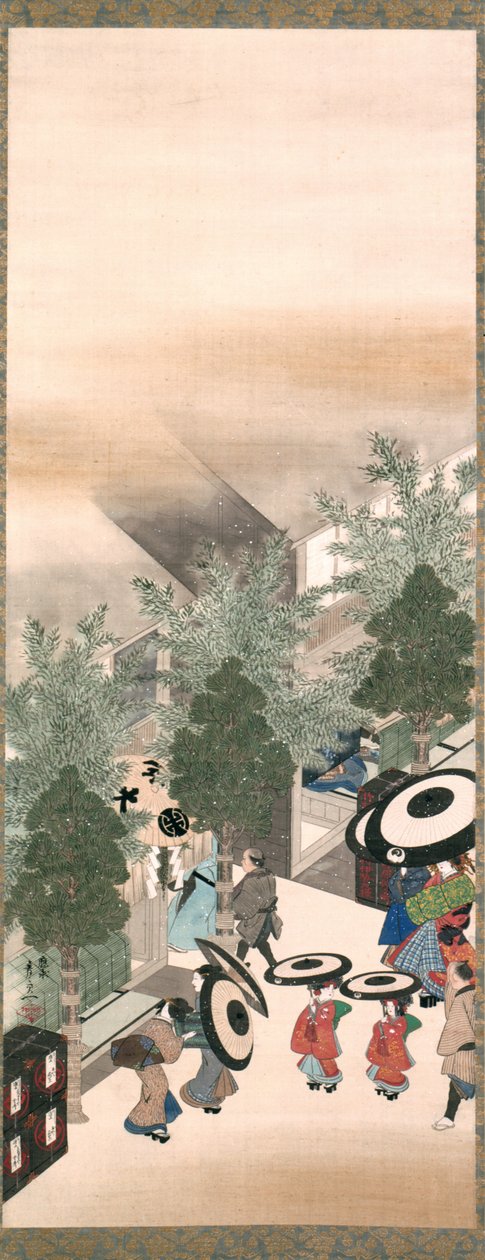 Yoshiwara en Shinagawa, Edo Periode door Suzuki Kiitsu
